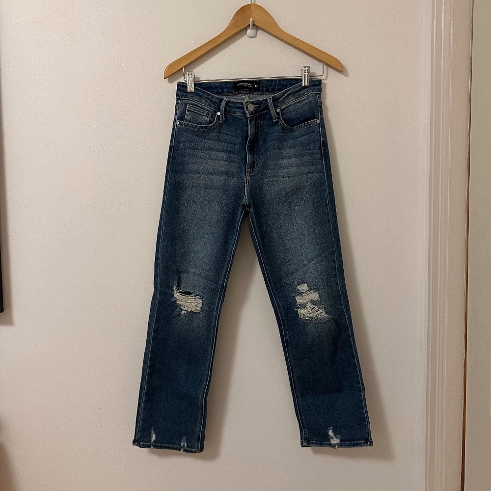 Just Black Denim Distressed Straight Leg Jeans | Size 27